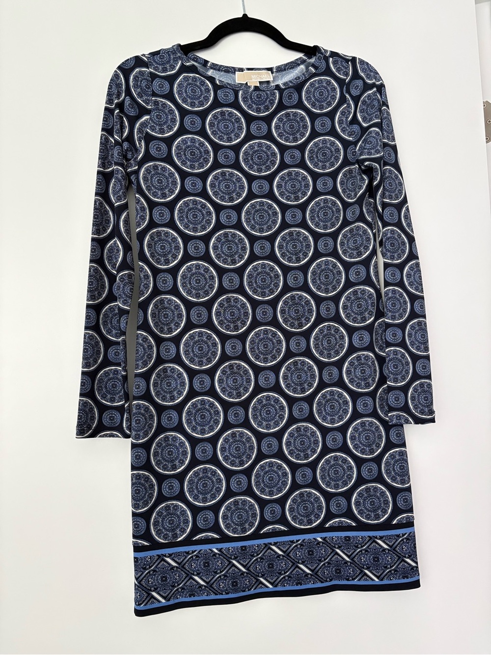 Michael Kors Navy and Light Blue Medallion Print Dress